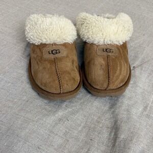 UGG Coquette Slippers Womens Size 8 Chestnut Suede Shearling Mules 5125
